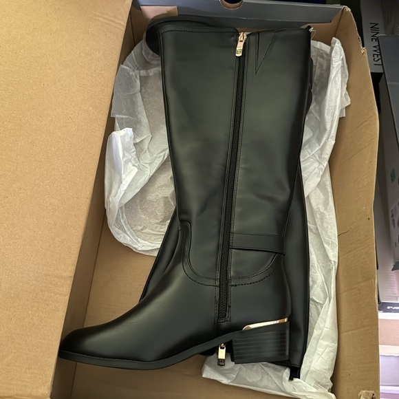 Liz Claiborne Womens Tinley Block Heel Riding Boots Black (WIDE CALF) (WIDE) - Picture 3 of 5